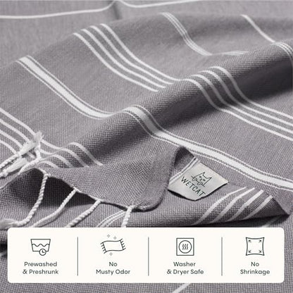 WETCAT Turkish Beach Towel Oversized (38"x71") 100% Turkish Cotton, Made in Turkey - Sand Free, Extra Large, Ultra Soft, Quick Drying, Compact & Lightweight for Travel - Dark Gray - color: Dark Gray, size: Beach Towel (38" x 71")