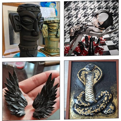 Air Dry Clay Lightweight, Flexible Modeling Clay for Adults Arts and Crafts | Professional & Moldable, Soft & No-Stick, Polymer Clay for Sculpting, Molding,Anime Figures,Making Costumes,DIY Projects - color: Black
