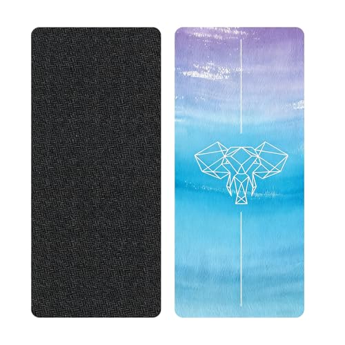 TPE Yoga Mat, 27x72 Inch, 5mm Thick, Non-Slip Surface for Tall People, Pilates, Meditation, Home Workout, Sweat-Resistant - color: Geometric Blue
