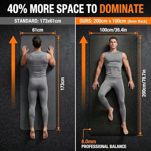 Extra Large Yoga Mat for Men, 79"x40"x8mm Thick, Oversized Non-Slip TPE Workout Mat for Home Gym, Lightweight (3.5 lbs) Anti-Tear Fitness Exercise Mat for Tall Users
