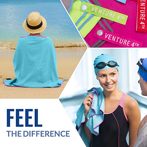 VENTURE 4TH Quick Dry Travel Towel, Ultra Soft Microfiber - 3 Sizes - color: Blue Pink, size: 60.00" x 31.50"