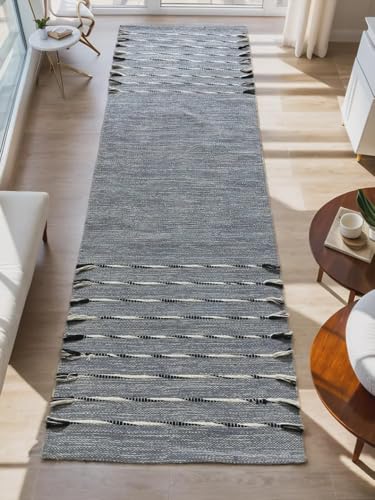 Payal Rugs Cotton Yoga Mat - Eco-Friendly Hand-Woven Rug - Non Slip & Thick (24”x72”x5mm) for Yoga Everyday Fitness at Home - Comfortable Extra-Long - color: Black & White