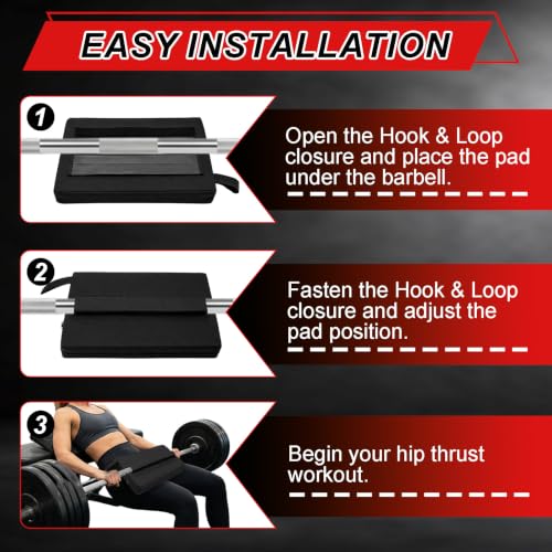 Square Hip-Thrust Pad Protective Extra Thick Foam pad for Barbell Weightlifting Hip Thrusts and Glute Bridges Workouts Home Gym Equipment - color: Black