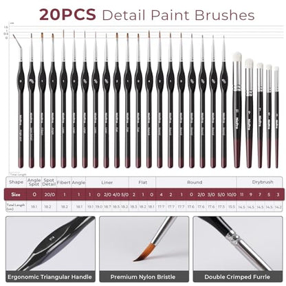 Nicpro Professional Miniature Painting Kit - 25PCS Miniature Paint Brushes Drybrush with Magnetic Painting Handle, Model Paint Brushes for Miniatures, Model, Craft, Acrylic Painting, with Nylon Bag - color: Black