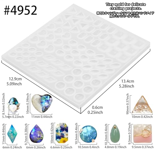 FUNSHOWCASE Cabochon Resin Mold Pack of 2 Mosaic Tile Epoxy Casting Jewelry Making - color: 358 Cavities 15 Designs