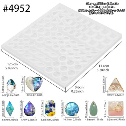 FUNSHOWCASE Cabochon Resin Mold Pack of 2 Mosaic Tile Epoxy Casting Jewelry Making - color: 358 Cavities 15 Designs