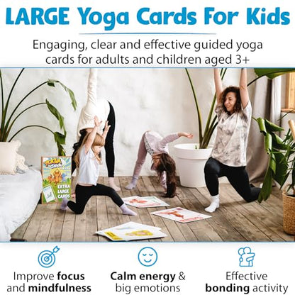 Extra Large Yoga Cards for Kids, Ages 5+, 44 Giant Animal Poses & Breathing