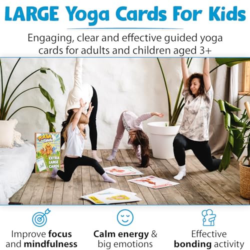 Extra Large Yoga Cards for Kids, Ages 5+, 44 Giant Animal Poses & Breathing