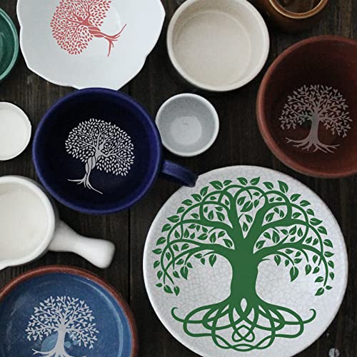 OLYCRAFT 2pcs 8.6x11 inch Tree of Life Silk Screen Printing Stencils Self-Adhesive Silk Screen Stencils Tree Screen Printing Stencils Reusable Mesh Transfers for Painting on Wood T-Shirts Bags - color: Tree of Life
