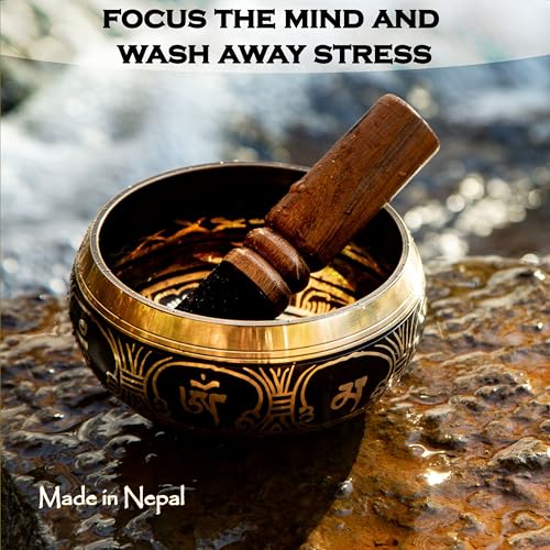 Tibetan Singing Bowl Set, Hand-Painted, Meditation, Made in Nepal, 4.5"" - size: 4.5 Inch