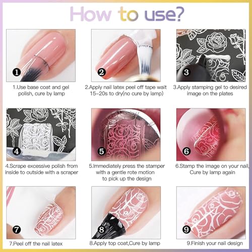 Biutee Nail Stamping Plates Set 15PCS Nail Stamping Kit with Nail Art Stamper & Scraper Nail Stamp Template Kit Lace Flower Butterfly Animal Pattern Nail Art Stencils for Manicure Salon Home DIY - color: 15 Piece Set