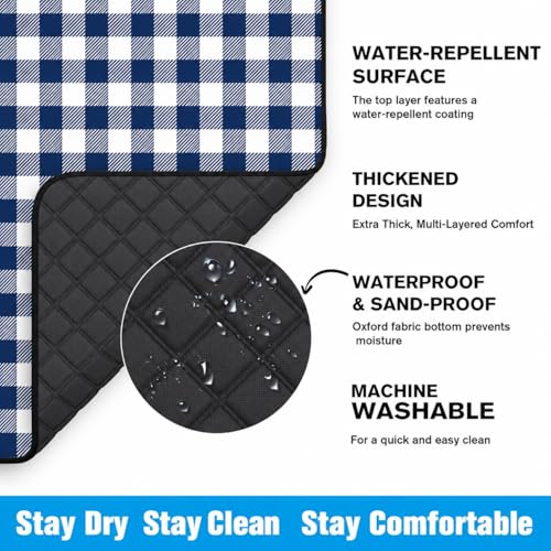 TigeJoy Extra Large Picnic Blanket Waterproof Beach Blanket 60''x80'' - color: Blue, size: 6'8" x 5' (Rectangular)