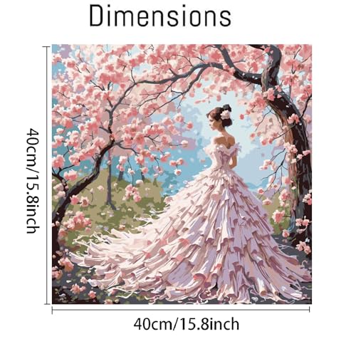 Paint by Numbers Kit for Adults Beginner, Cherry Blossom Beauty 16x20 In | Paint by Number for Beginner,Adult Paint by Number,HD Color Canvas,DIY Tool Kits,Stress Relief Craft,Great Gift,Without Frame - color: MT6269