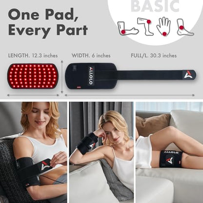 Red Light Therapy for Body, 3 in 1 LEDs Red Light Therapy Belt with Timer Remote Control, 660nm 850nm Infrared Light Therapy Pad for Body Waist Shoulder Knee, 12.3" x 6" Large Area - size: 12.3" x 6"