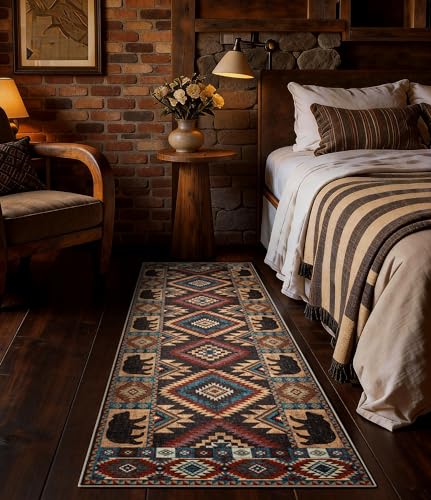 YIHOUSE Washable Western Cabin Runner Rug 2x6 Hallway - color: Bear, size: 2'x6' (Runner)