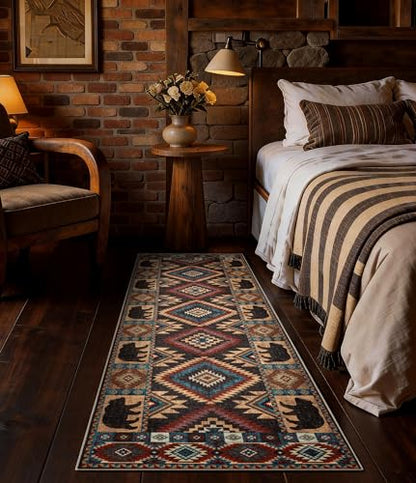 YIHOUSE Washable Western Cabin Runner Rug 2x6 Hallway - color: Bear, size: 2'x6' (Runner)