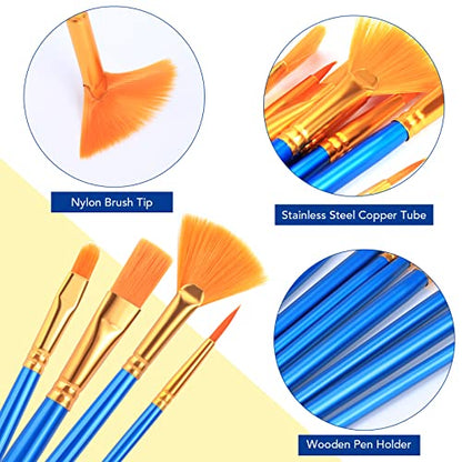 AROIC Acrylic Paint Brush Set, 15 pcs Nylon Hair Paint Brushes | All Purpose Oil Watercolor Face Body Rock Painting Artist, Small Painting Brush Kits for Kids Adult Drawing - size: 15pcs