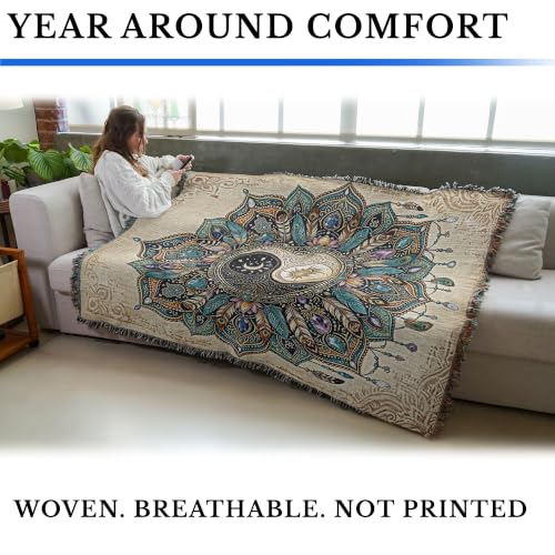 Pure Country Weavers Boho Celestial Mandala Blanket - Gift Tapestry Throw Woven from Cotton - Made in The USA (72x54) - color: Boho Celestial Mandala, size: 72x54