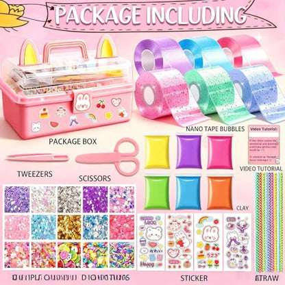 BENWIL Make Your Own Squishies Nano Tape Bubble Kit for Kids, DIY Squishy Stress Ball Making Maker Kit, Party Favors for Kids 4-8 8-12 Toys for Classroom Birthday Xmas Gifts