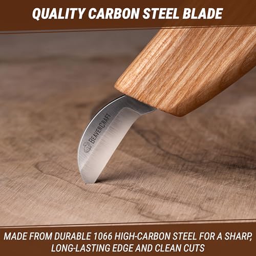 BeaverCraft Chip Carving Knife C6 1" - Wood Carving Tools for Beginners and Kids - Small Whittling Knife for Detail