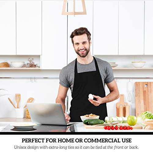 120 Pack Bib Aprons - Unisex Machine Washable Kitchen BBQ Aprons Bulk (Pack of 120, No Pockets, Black) - color: Black, size: 120 Pack