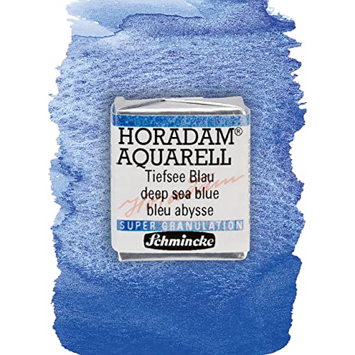 Schmincke - HORADAM® AQUARELL, Super Granulation, 14 953 044 Deep Sea Blue, 1/2 Pans, Very Strong granulating Colors, Finest, Super granulating Watercolors - color: 953 deep sea blue
