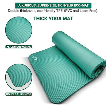 WHITECLOUDZ Yoga kit, 7-Piece Yoga Mat Set for Home Workouts, Thick Yoga Mat, Yoga Blocks, Strap, Yoga Towels & Carrying Bag, Exercise Mat with Yoga Equipment for Women & Men, Enhance Yoga Practice - color: Green