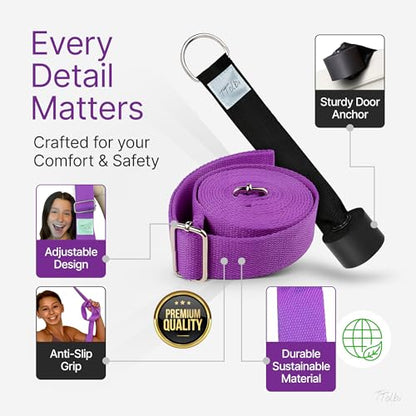 Leg Stretcher Strap with Door Anchor and Resistance Band, Splits Trainer - color: Royal Purple