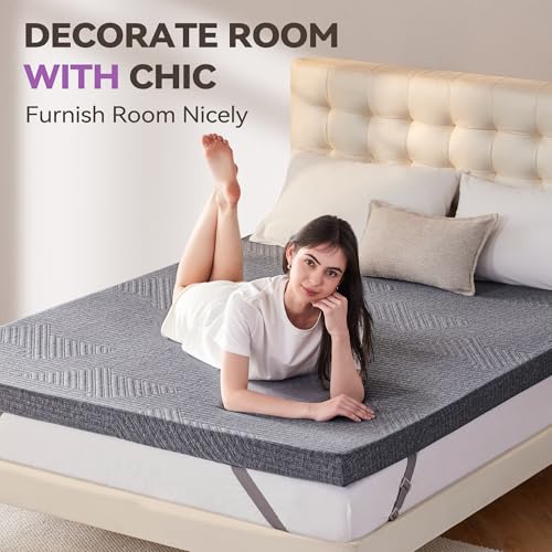 BDEUS 3.8 inch Extra Firm Memory Foam Mattress Topper Twin XL Size, Supportive Mattress Pad for College Dorm Room, Foam Bed Topper with Senior Grey Cover, 39 × 80 Inch - size: Twin XL, style: 3.8 inch
