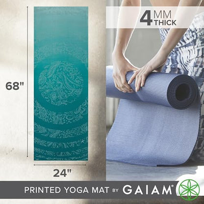 Gaiam Yoga Mat Classic Print, 4mm Non-Slip Mat - color: Under the Sea