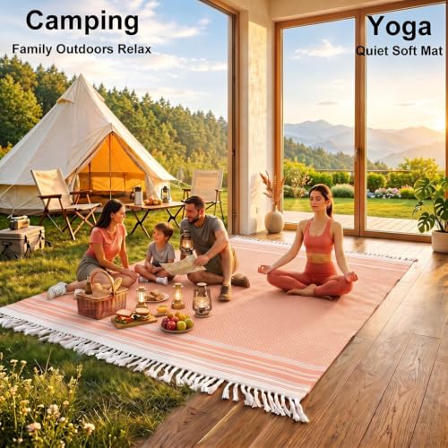 Yongoes Turkish Beach Towel Blanket Oversized 82x88 Orange Boho - color: Rustic, size: Extra Large 82"x88"（208x224cm）