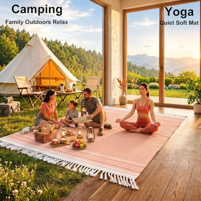 Yongoes Turkish Beach Towel Blanket Oversized 82x88 Orange Boho - color: Rustic, size: Extra Large 82"x88"（208x224cm）