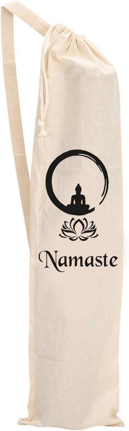 Mayatra's Organic Large Yoga Mat Tote Bag Cover -100% Cotton Lightweight,Washable Yoga Dust Bag With Adjustable Strap Unisex - color: Namaste