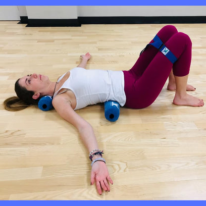 Pain Free-Posture Long & Short Inflatable Roll/Towel and Strap/Yoga Belt-to place under the NECK & LOW BACK to RELAX & REDUCE PAIN-Regain the Natural Curve of the Spine-Support Driving, Plane & Travel
