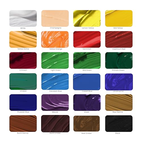 MyArtscape Oil Paint Set - 24 x 12ml Artist Oil Paints | Rich pigment oil paints for canvas painting with smooth blending layering glazing and glossy finish
