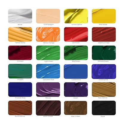 MyArtscape Oil Paint Set - 24 x 12ml Artist Oil Paints | Rich pigment oil paints for canvas painting with smooth blending layering glazing and glossy finish