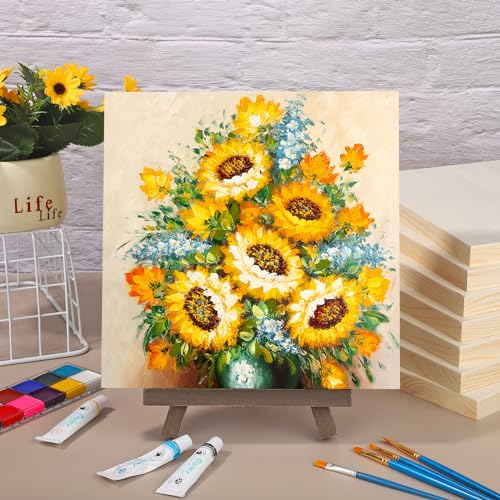 Aodaer 8 Pack Wood Panels 10 x 10 Inch Wooden Panels Canvas Unfinished Craft Wood Boards Panels for Art Crafts Acrylic and Oil Painting Pouring DIY Projects - size: 10 x 10 Inch