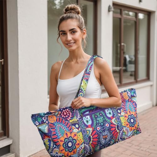 Yoga Mat Bag Yoga Mat Carrier with Shoes Compartment & Wet Pocket Pilates Bag with Zipper Pockets & Yoga Mat Holder Strap Yoga Bags and Carriers Fits All Your Stuff - color: Paisley