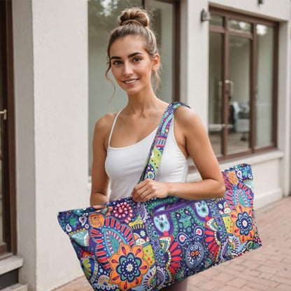 Yoga Mat Bag Yoga Mat Carrier with Shoes Compartment & Wet Pocket Pilates Bag with Zipper Pockets & Yoga Mat Holder Strap Yoga Bags and Carriers Fits All Your Stuff - color: Paisley