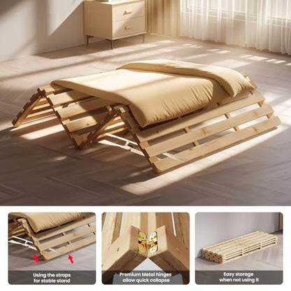 Floor Bed Frame, Foldable Japanese Tatami Bed Frame for Futon Mattress | Solid Wood Slats , Breathable, Moisture-Proof, Bed Plate for Floor Sleeping Bedding, Standard Full: 75" x 54" - size: Full: 75" x 54"