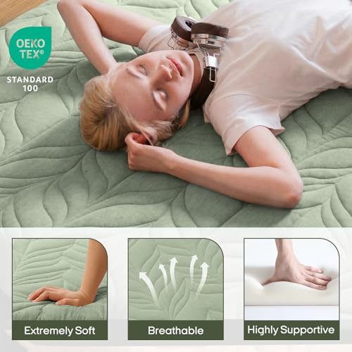 ZonLi Japanese Floor Mattress Futon Mattress Queen Size 2.5 Inch Thick - color: Green, size: Queen (80"L x 60"W x 2.5"Th)