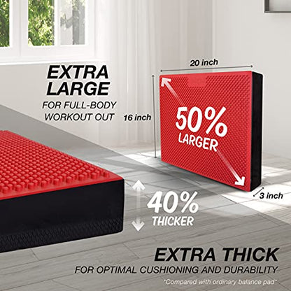 Yes4All Exercise Balance Pad, Non-Slip Foam Kneeling Pad - color: Red/Black - XL Massage Pad - (20" x 16" x 3"), size: X-Large