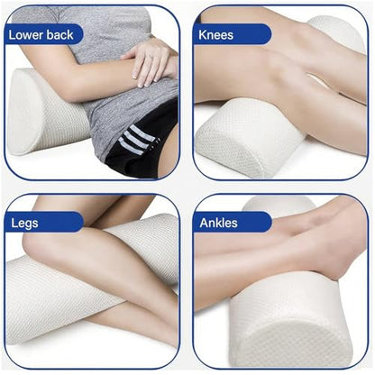 2 Pack Half Moon Bolster Pillow for Legs, Knees, Lower Back.Semi Roll Round Pillow for Ankle and Foot Comfort, Head Neck Spine Hip Pain Relief,Machine Washable Cover - color: Grey - 2 Pack