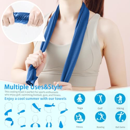 Puomue 5 Pack Cooling Towels, 40 Inches x 12 Inches, Breathable Soft Chilly Microfiber Towel for Yoga, Sport, Running, Workout, Gym, Camping and Fitness, Dark Blue - color: Dark Blue1