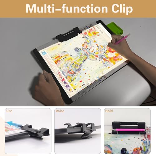 YINGWOND 9000LUX A4 Rechargeable Tracing Light Box with Padded Case,Wireless Diamond Art Light Board,Side Physical Buttons and Magnetic Portable Light Pad for Diamond Painting,Drawing,Sketching - style: Rechargeable A4 Black with Bag