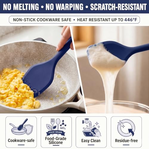 Kitchen Utensils Set,9 PCS Silicone Cooking Utensils Set Spatula Set,Tongs,Spoon,Whisk,Brush,Dishwasher Safe Kitchen Gadgets for Non-Stick Cookware,Home Essential，Kitchen Appliances(Navy Blue) - color: Navy Blue
