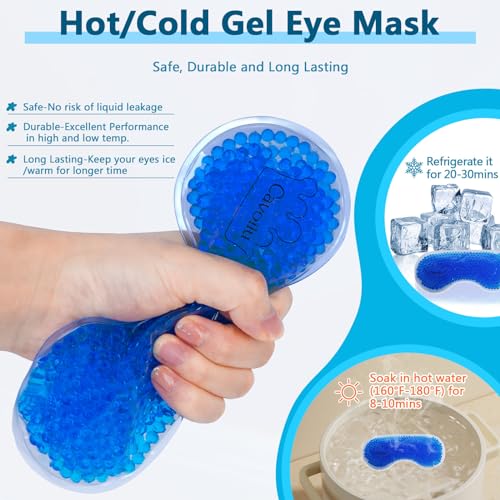 Sleep mask w/Cooling Gel Eye Mask, Heated Eye Mask for Sleeping, Reusable Ice Silk Stain Eye Cover Sleeping Mask for Travel, Home, Office, Yoga, Total Blackout, Stocking Stuffers (Leopard) - color: Brown-leopard