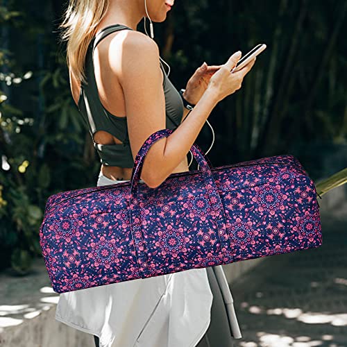 Boulder Bee | Yoga Mat Bag | Large Yoga Mat Carrier with Wet Pocket | Yoga Gifts | Gym Tote Bag for Women - color: Navy