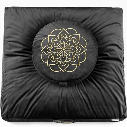 Hihealer Meditation Cushion, Traditional Tibetan Velvet Meditation Pillow - color: Black