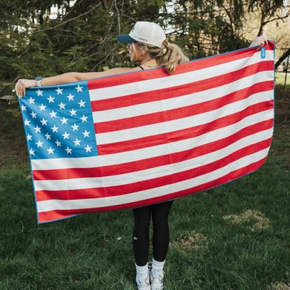 Sprints Athletic Running Towel, Full-Sized, Car Seat Cover - Performance Microfiber (American Flag w/Snaps) - color: American Flag W/ Snaps